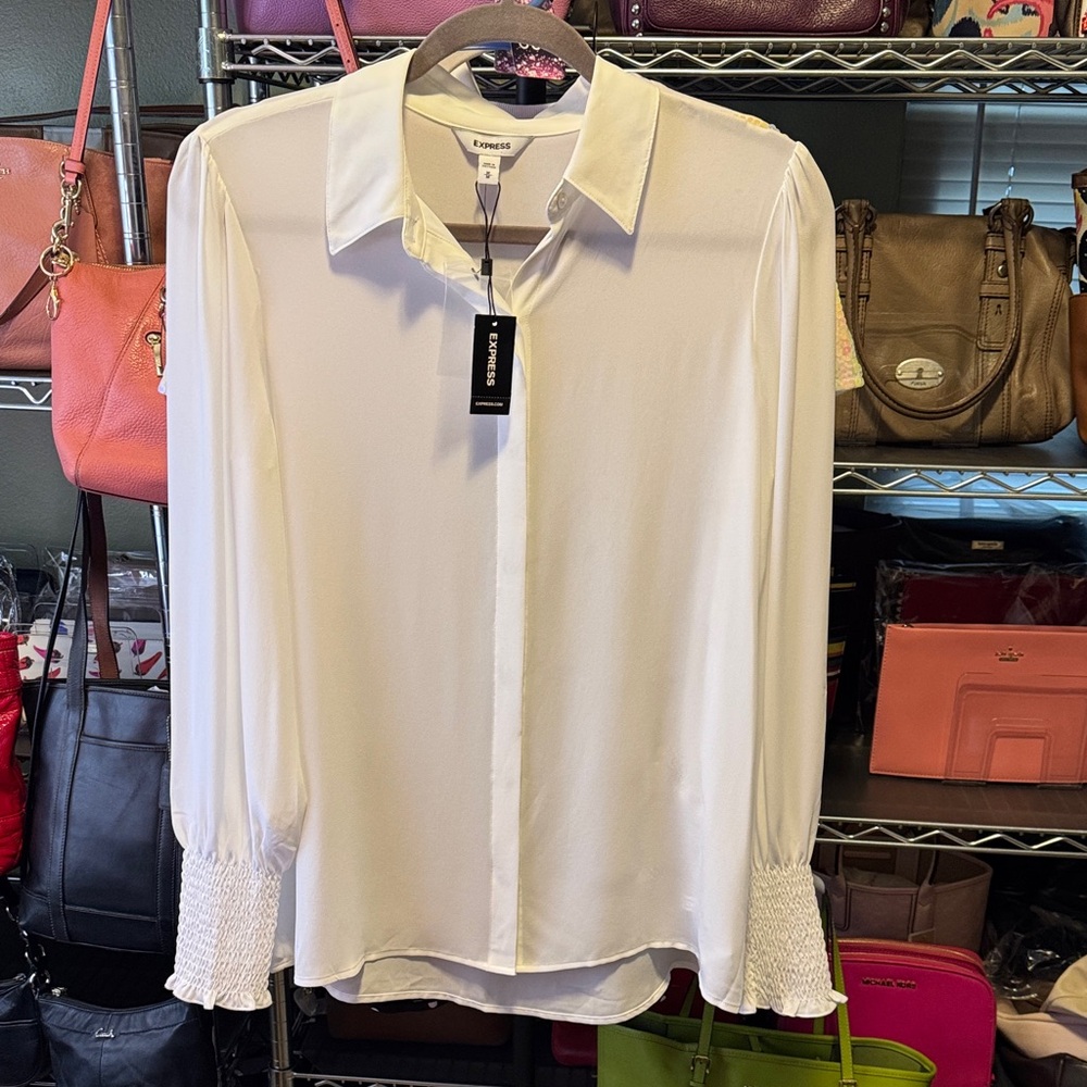 #34 Express white blouse size medium NWT